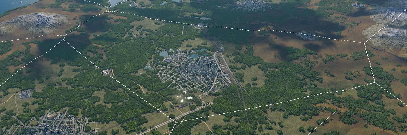 City districts viewed across a large map
