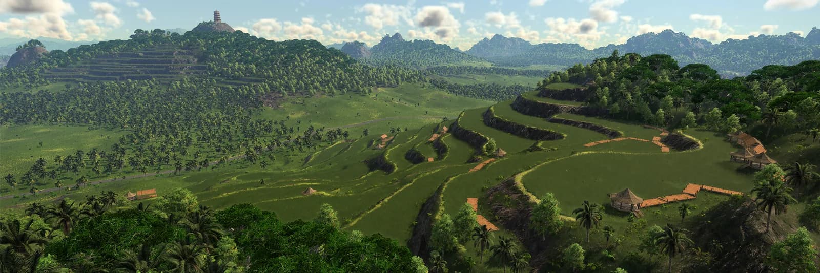 Green countryside towns and transport routes