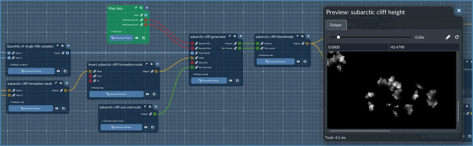 Procedural terrain generator node editor