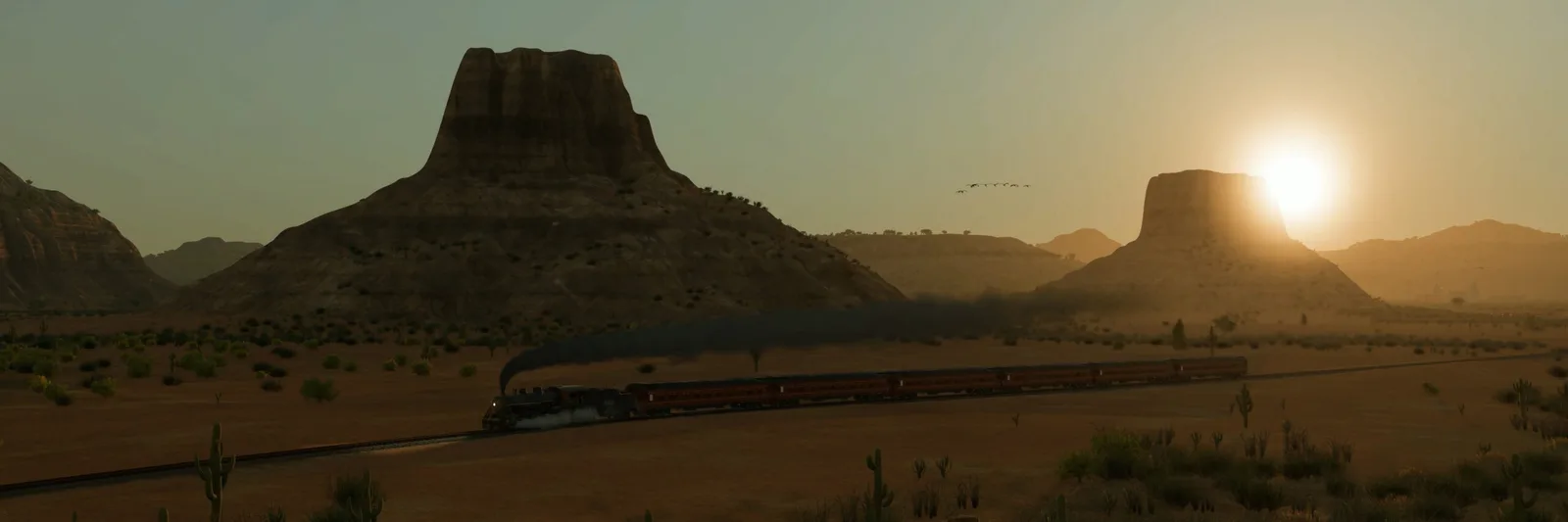 Desert mesas at sunset