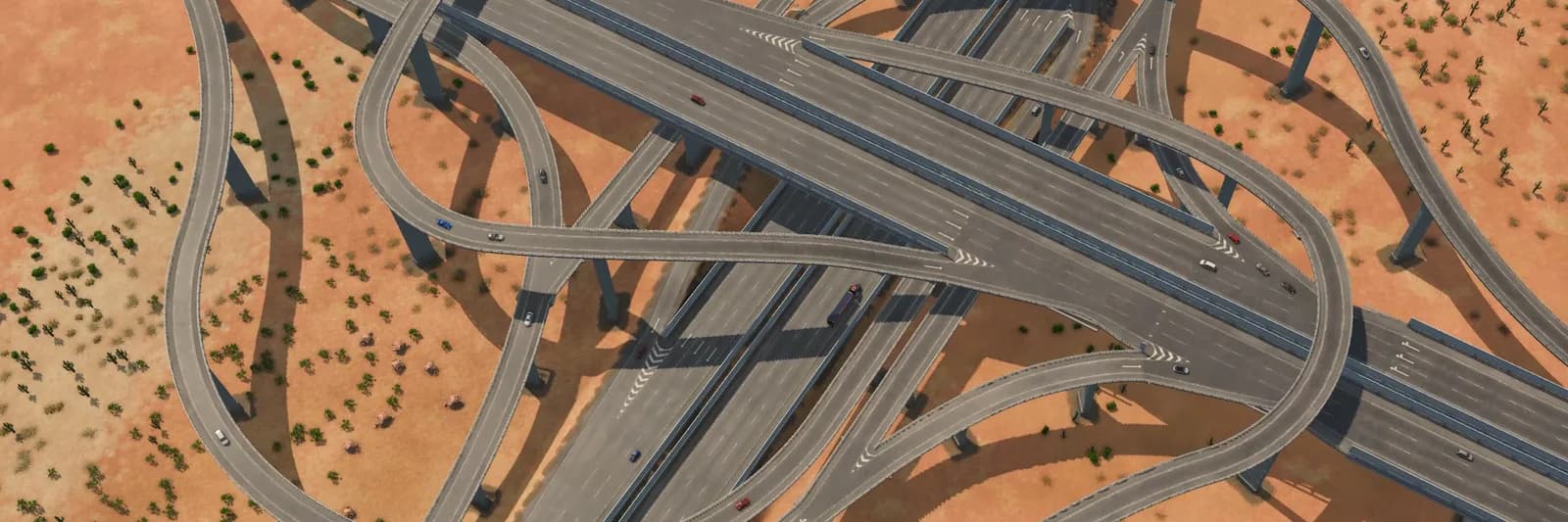Multilevel highways crossing in the desert