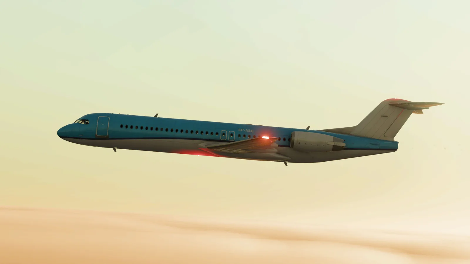 Vintage passenger jet in warm evening light