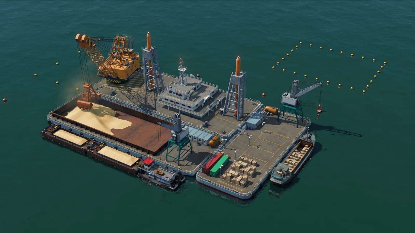 Floating offshore construction and cargo platform