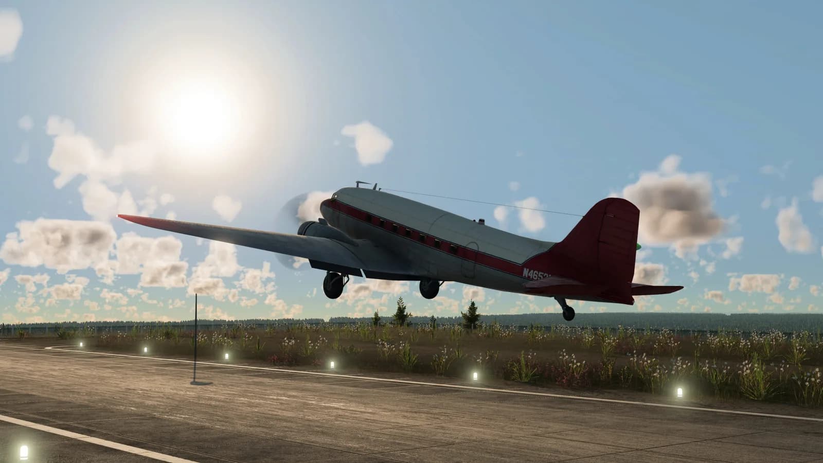 Vintage airliner taking off